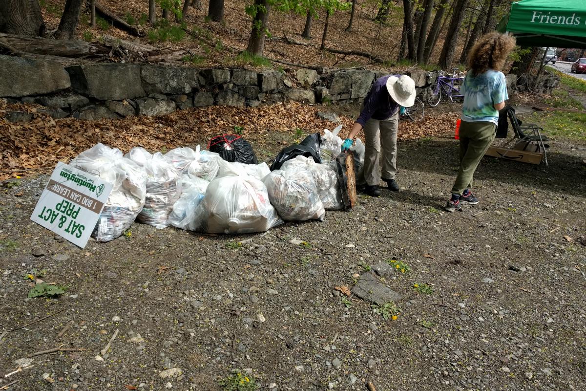 Bags of trash that have been collected