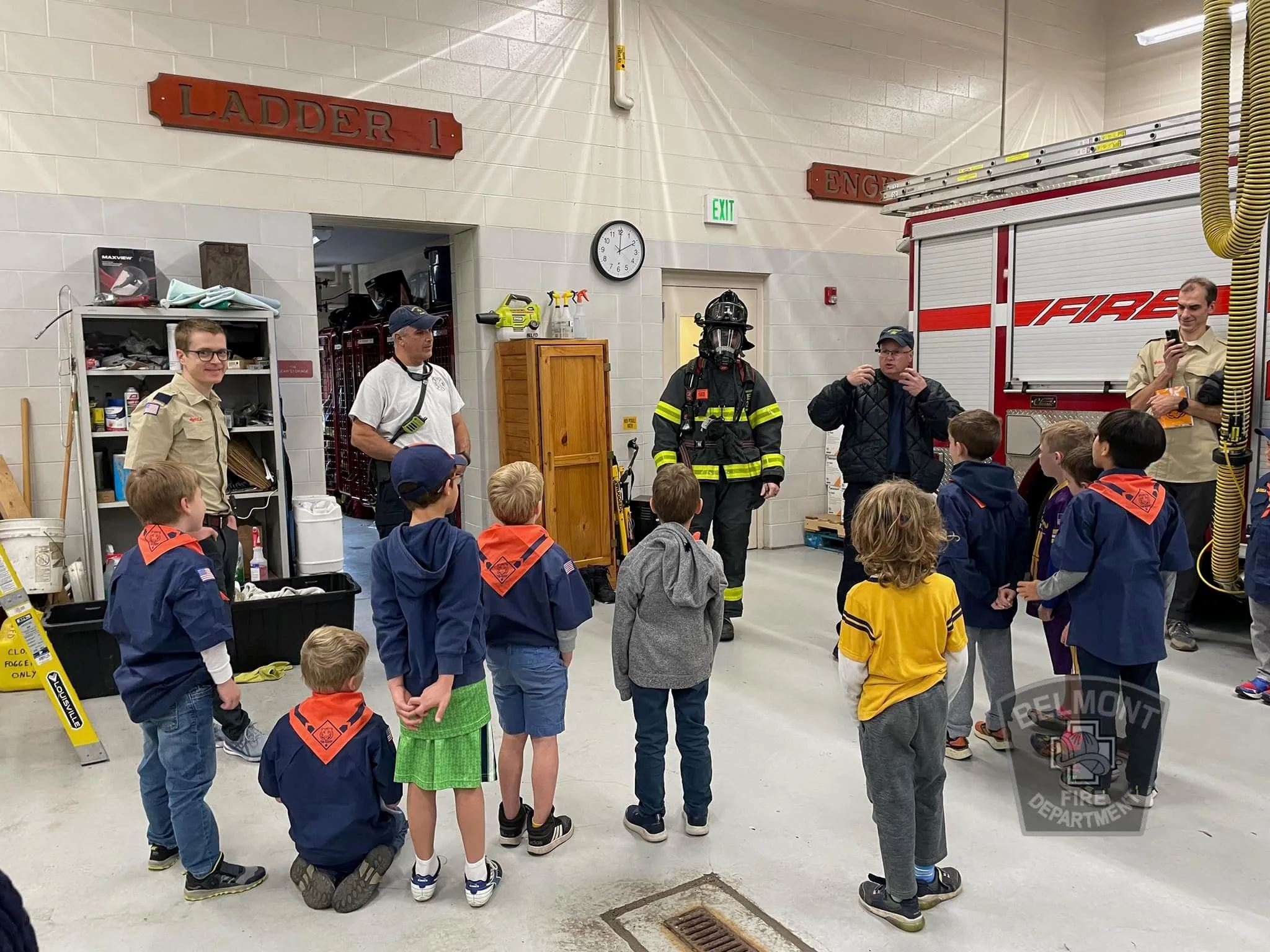Firefighters Speak with Scouts About Equipment